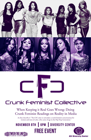 Postcard for Crunk Feminist Collective lecture at CSUEB on Nov. 8.